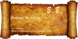 Bakay Britta névjegykártya